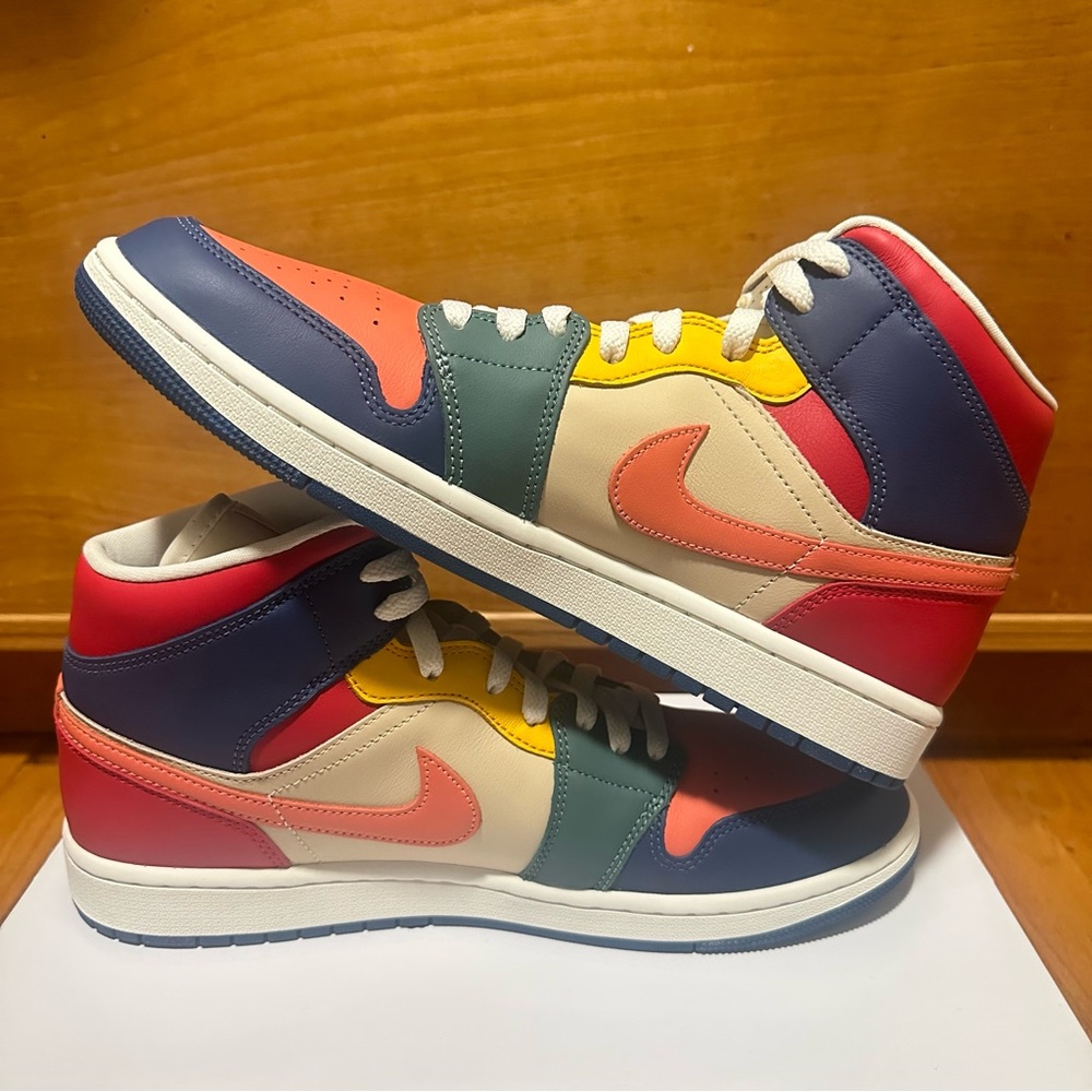 Womens Air Jordan 1 Mid SE Multi Color Athletic Shoes 12 Pastel Limited Edition - Picture 8 of 12